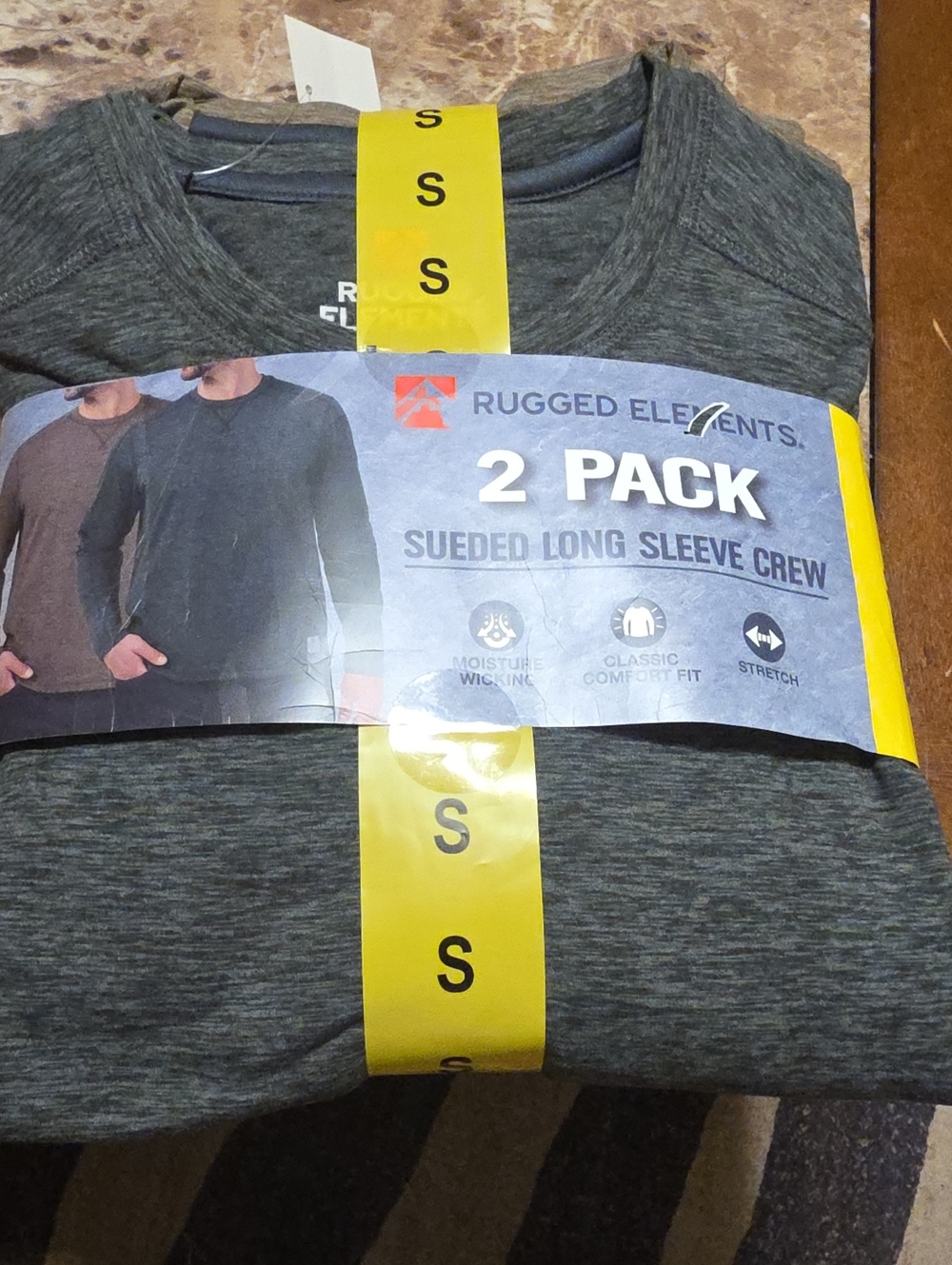 Rugged Elements Men's Sueded Long Sleeve Crew - Heather Gray (2 Pack)